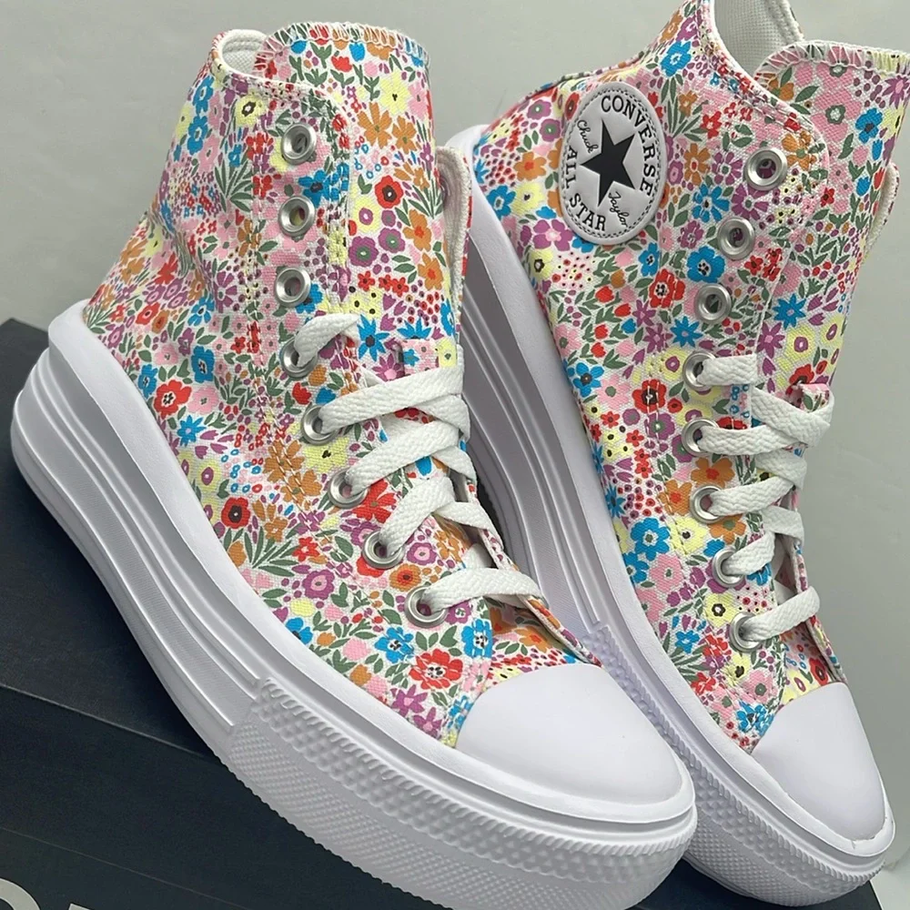 Converse WMNS Platform Sneakers A14968C CTAS MOVE HI WHITE/CACTUS BUD